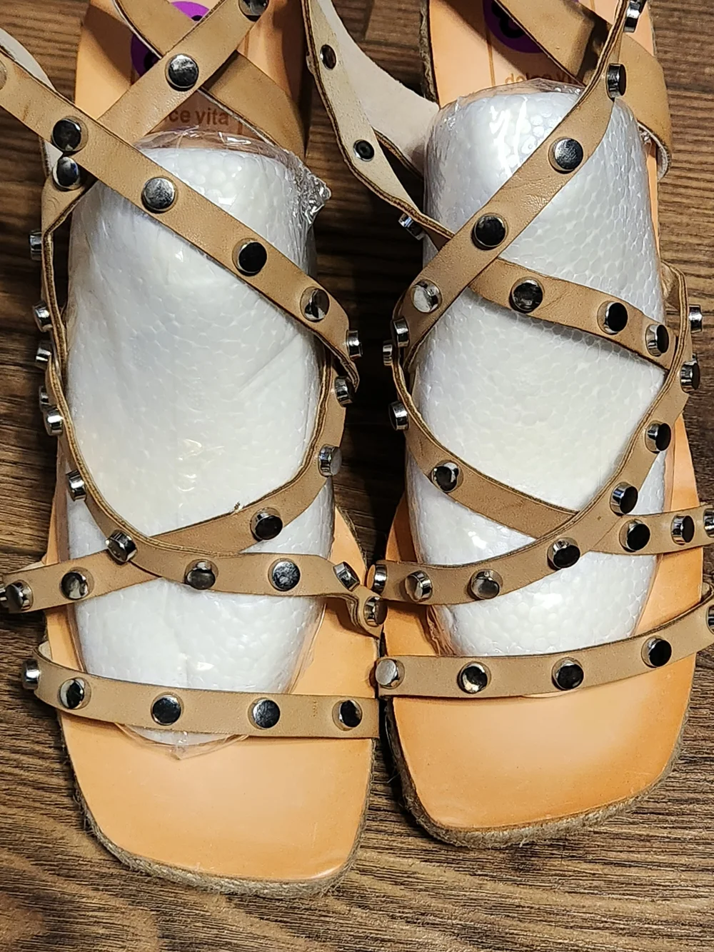 Dolce Vita Tan Strappy Studded Sandals